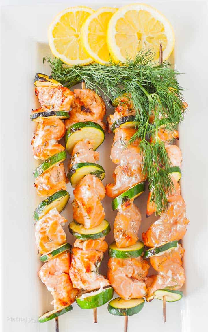 Grilled Salmon Kabobs with Lemon Dill Marinade