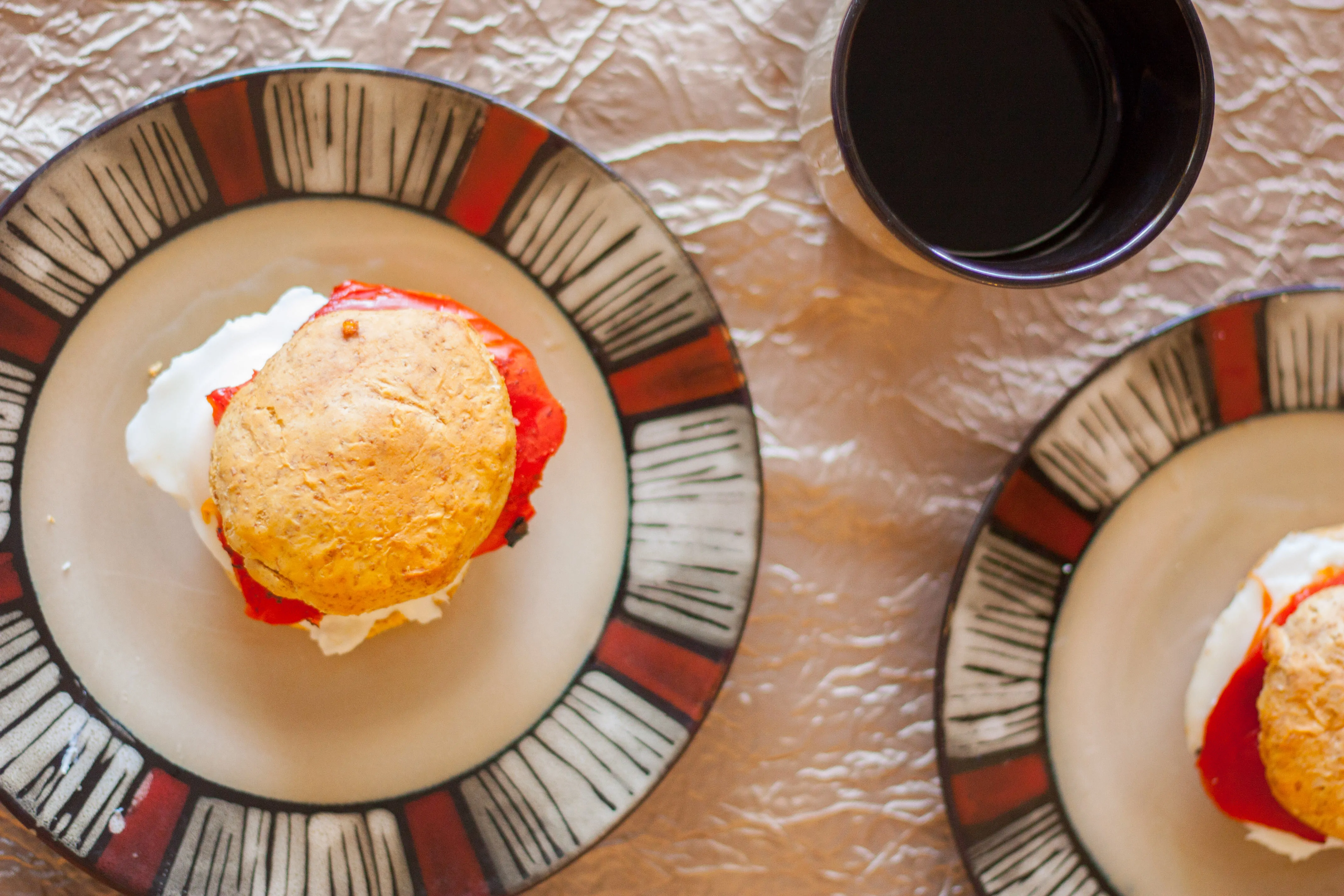Roasted Red Pepper and Goat Cheese Egg Sandwich