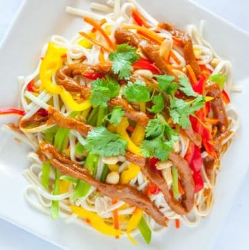 Udon Noodle Salad with Peanut Sauce - www.platingpixels.com