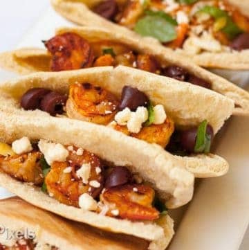 Mediterranean Shrimp Tacos recipe - www.platingpixels.com