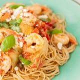 Creamy Shrimp Pasta with Artichokes and Roasted Red Peppers - www.platingpixels.com