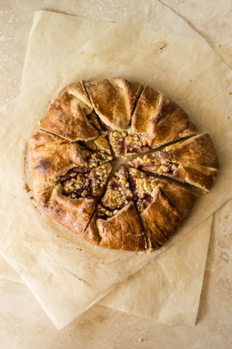 Thanksgiving Recipe Roundup featured on www.PlatingPixels.com - Peach and Ginger Spelt Galette with Almond Crumble