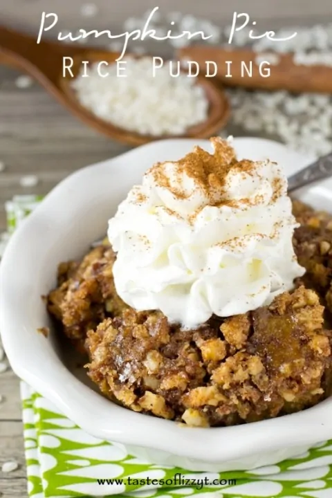 Thanksgiving Recipe Roundup featured on www.PlatingPixels.com - Pumpkin Pie Rice Pudding