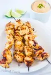 Barbecue Chicken Kebabs with Peanut Lime Dipping Sauce - www.platingpixels.com