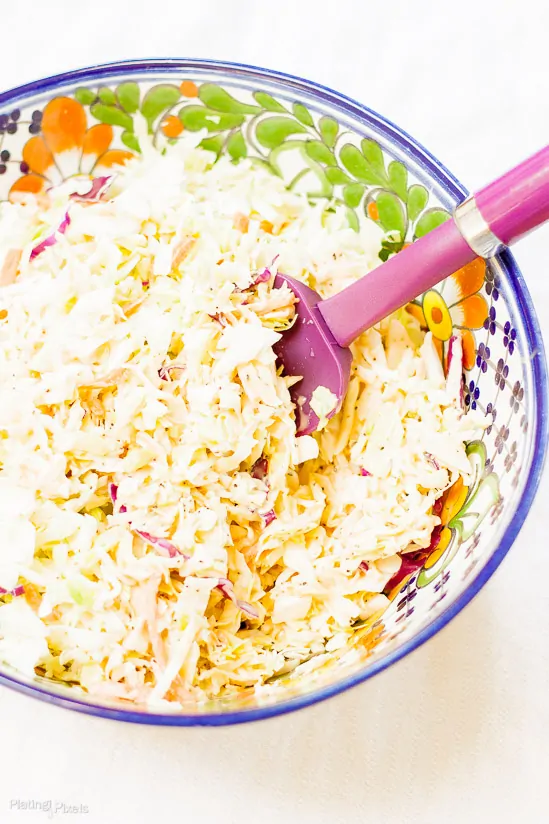 Honey Sriracha Coleslaw recipe - www.platingpixels.com