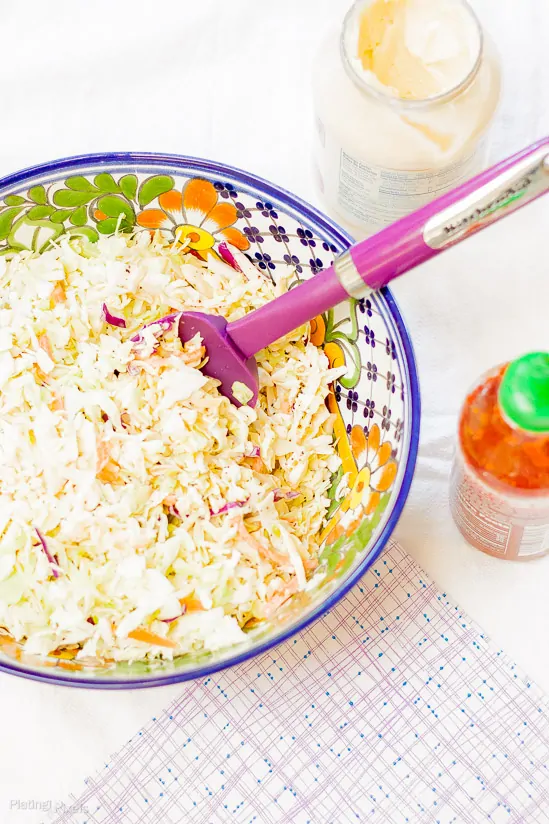 Honey Sriracha Coleslaw recipe - www.platingpixels.com