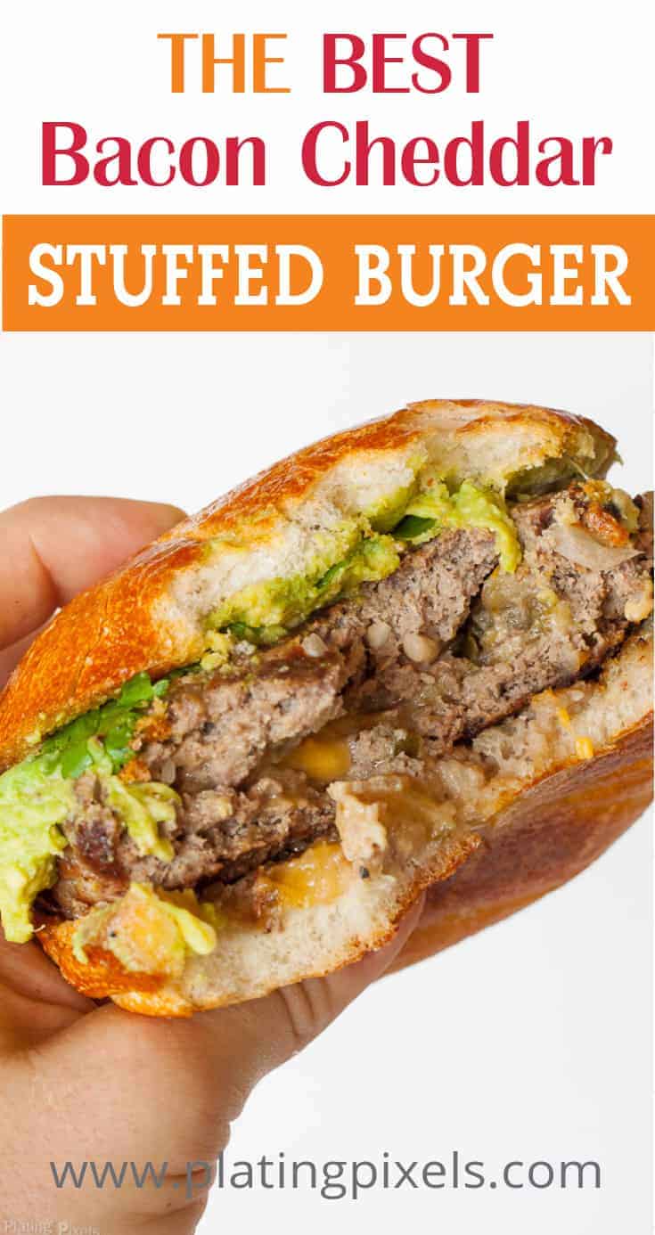 The Best Bacon Cheddar Stuffed Burger - www.platingpixels.com