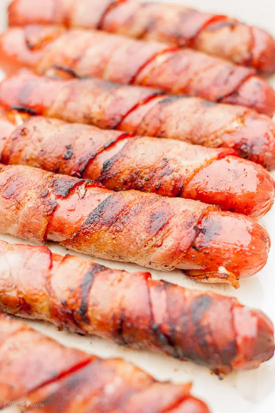 Bacon Wrapped Dogs with Habanero Coleslaw recipe - www.platingpixels.com