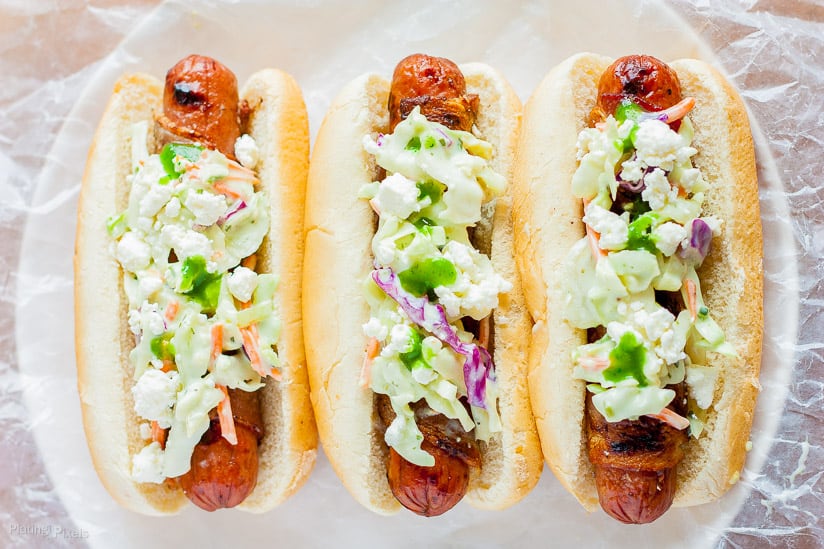 Bacon Wrapped Dogs with Habanero Coleslaw