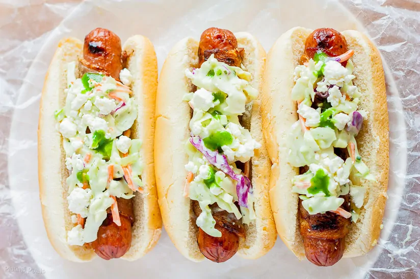 Bacon Wrapped Dogs with Habanero Coleslaw