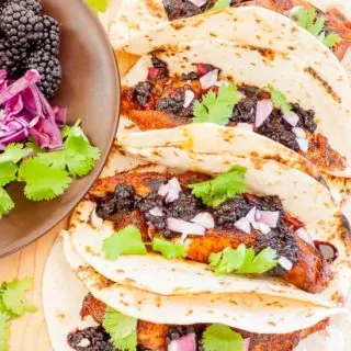 Blackened Fish Tacos with Blackberry Balsamic Salsa recipe - www.platingpixels.com