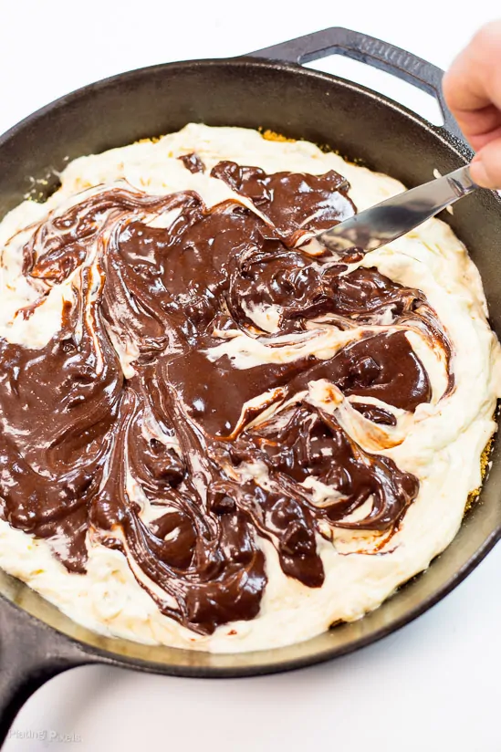 Marbled Skillet Brownie Cake recipe - www.platingpixels.com