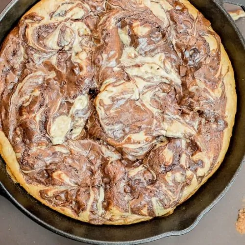 Marbled Skillet Brownie Cake (White Cake and Brownie Batter Mix)
