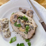Garlic Herbed Pork Loin with Mushroom Wine Sauce recipe - www.platingpixels.com