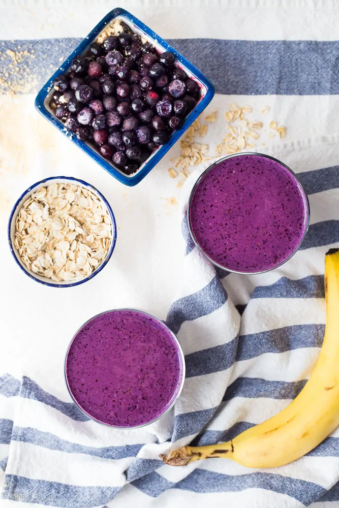 Blueberry Peanut Protein Smoothie recipe - www.platingpixels.com