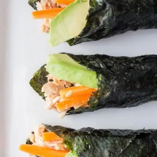 Paleo Tuna Salad Nori Wraps on a white plate