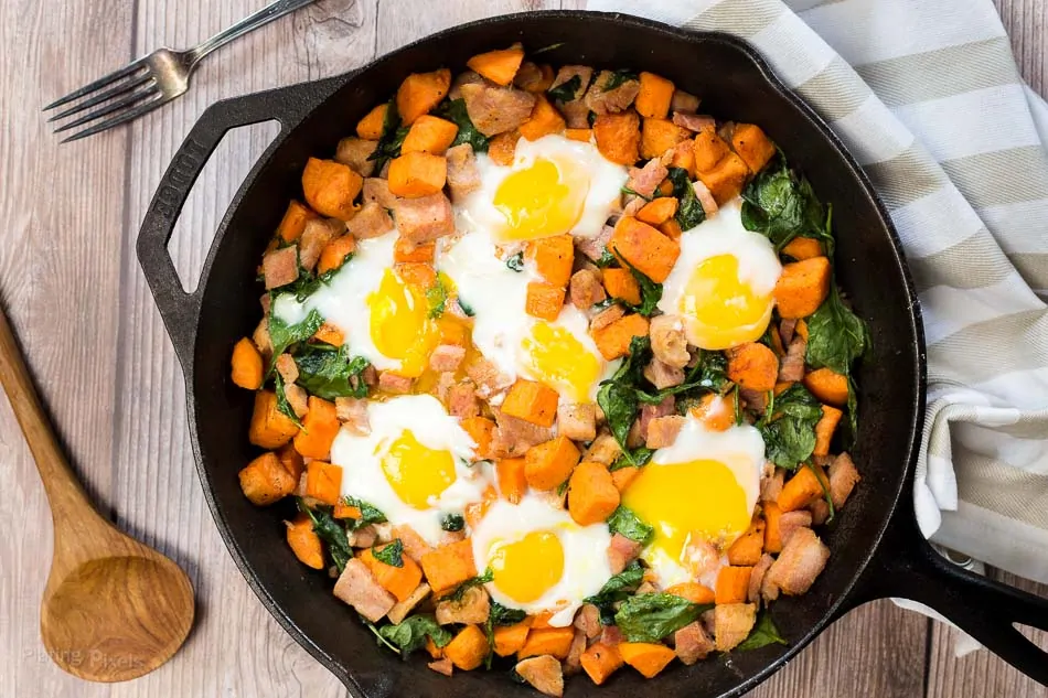 Spinach and Ham Sweet Potato Hash