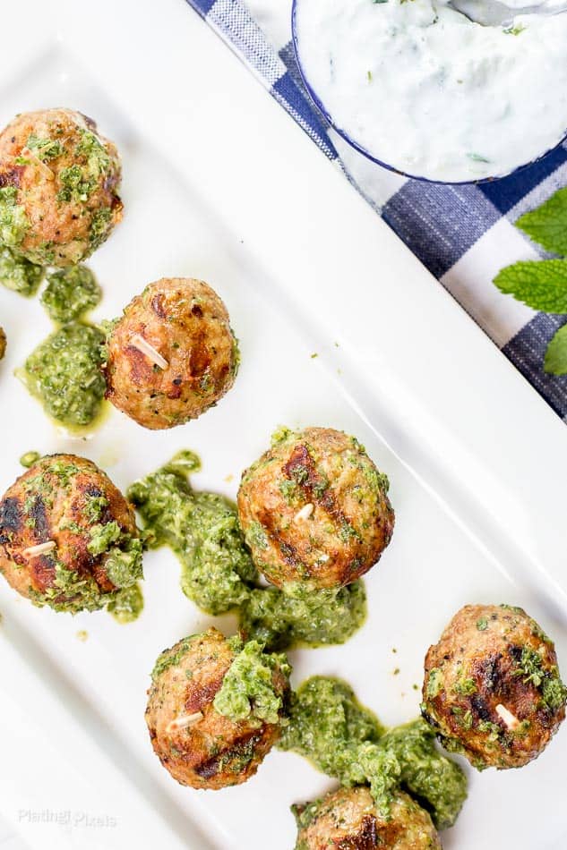 Greek Turkey Meatballs with Cucumber Mint Sauce - Plating Pixels