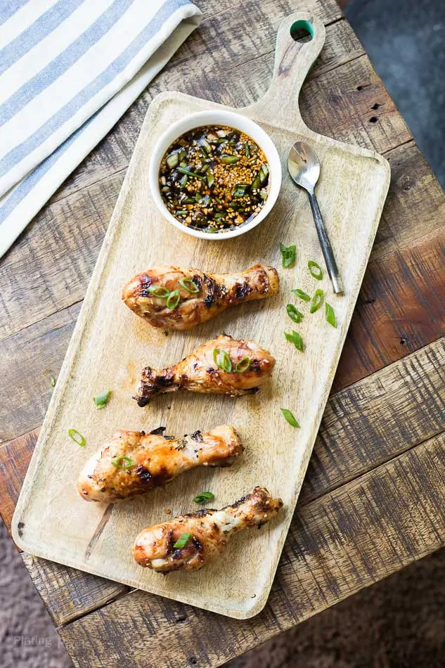 Grilled Ginger Sesame Glazed Chicken Drumsticks recipe - www.platingpixels.com