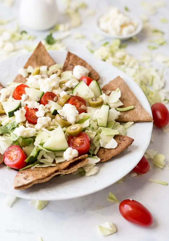 Greek Salad Pita Nachos recipe - www.platingpixels.com