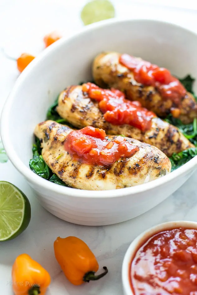 Lime Marinated Mango Habanero Chicken recipe - www.platingpixels.com