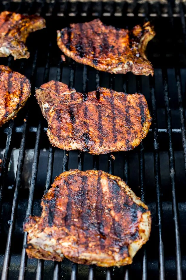 Cowboy Coffee Rub Grilled Pork Chops recipe - www.platingpixels.com