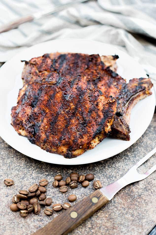 Cowboy Coffee Rub Grilled Pork Chops - Plating Pixels