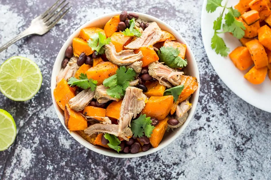Slow Cooker Sweet Potato Carnitas Bowls recipe - www.platingpixels.com