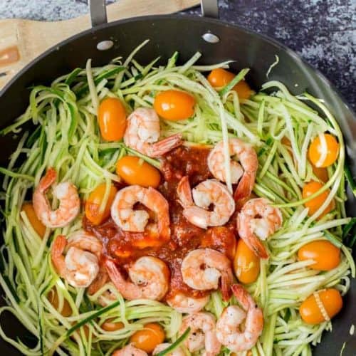 Tuscan Style Sardine and Shrimp Zoodles
