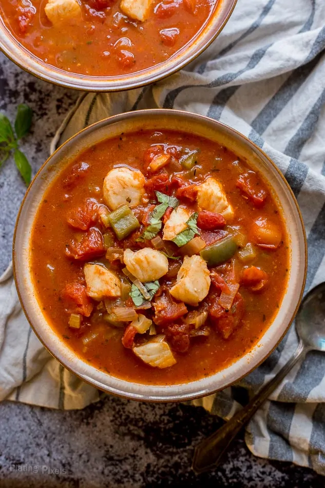 Italian Fish Soup in a bowl ready to eat