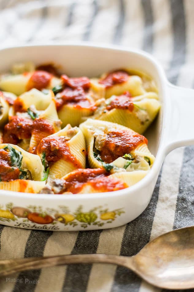 Sausage, Spinach and Ricotta Stuffed Pasta Shells - Plating Pixels