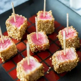 Sesame Seared Ahi Tuna Bites recipe - www.platingpixels.com