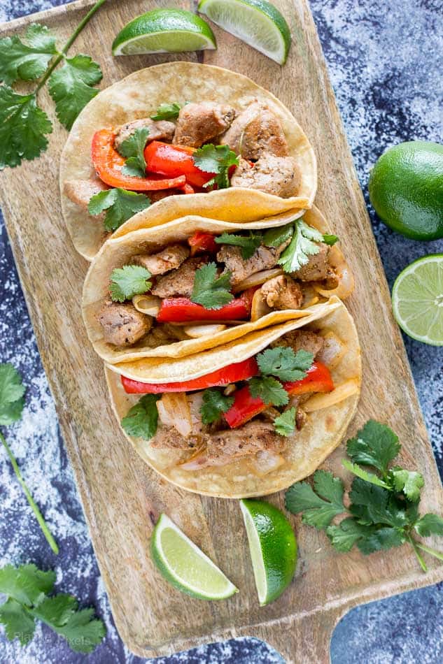 Easy Pork Fajita Tacos recipe - www.platingpixels.com