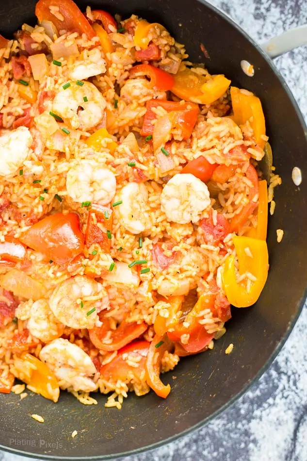 Shrimp Paella in a large pot