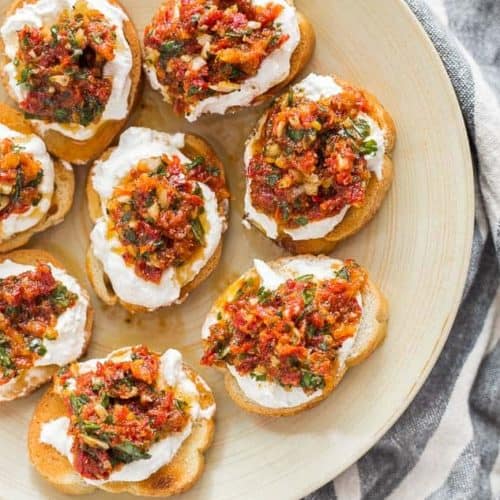 Sun-dried Tomato Ricotta Crostini Appetizer