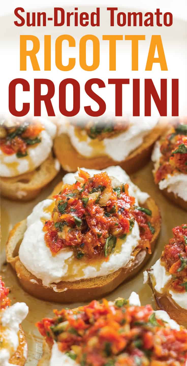 Sun-dried Tomato Ricotta Crostini Appetizer