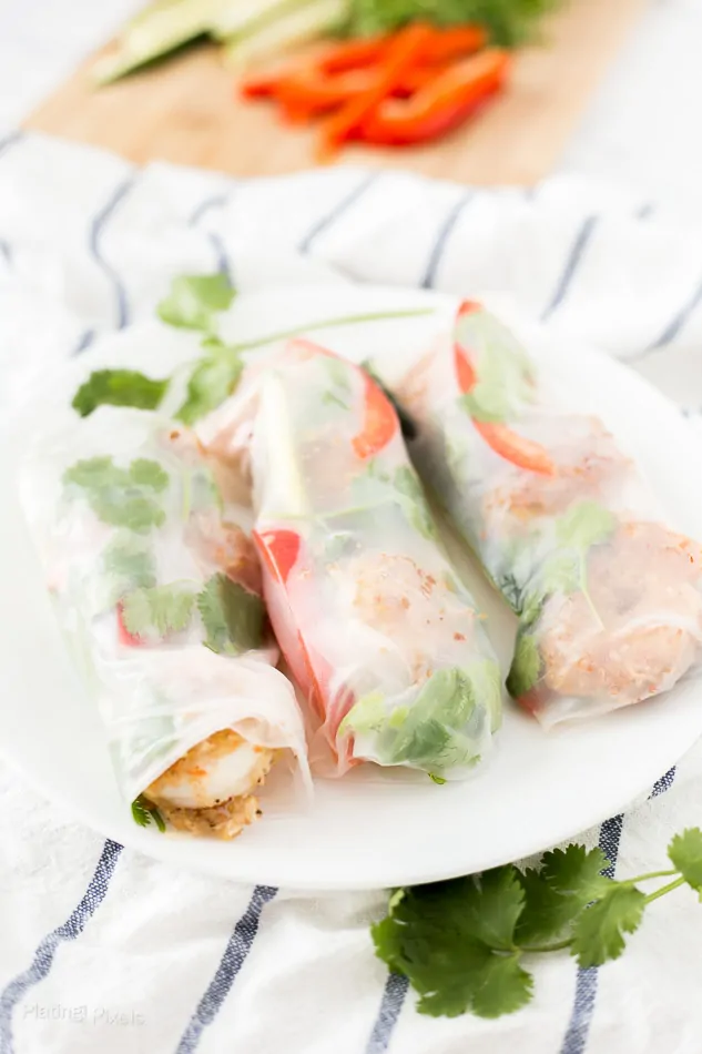 Lightened Up Coconut Shrimp Spring Rolls recipe - www.platingpixels.com