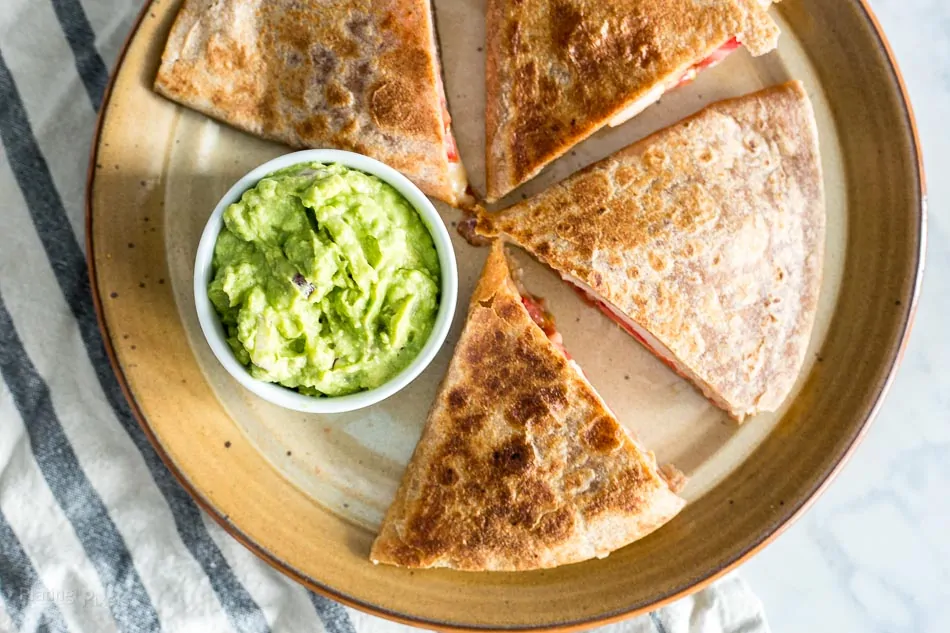 Pork Quesadillas with Homemade Guacamole