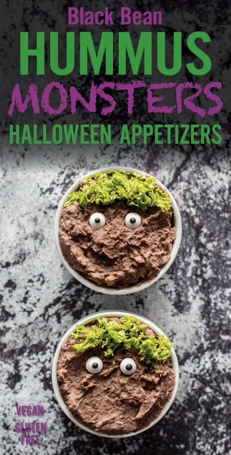 Black Bean Hummus Monster Halloween Appetizers
