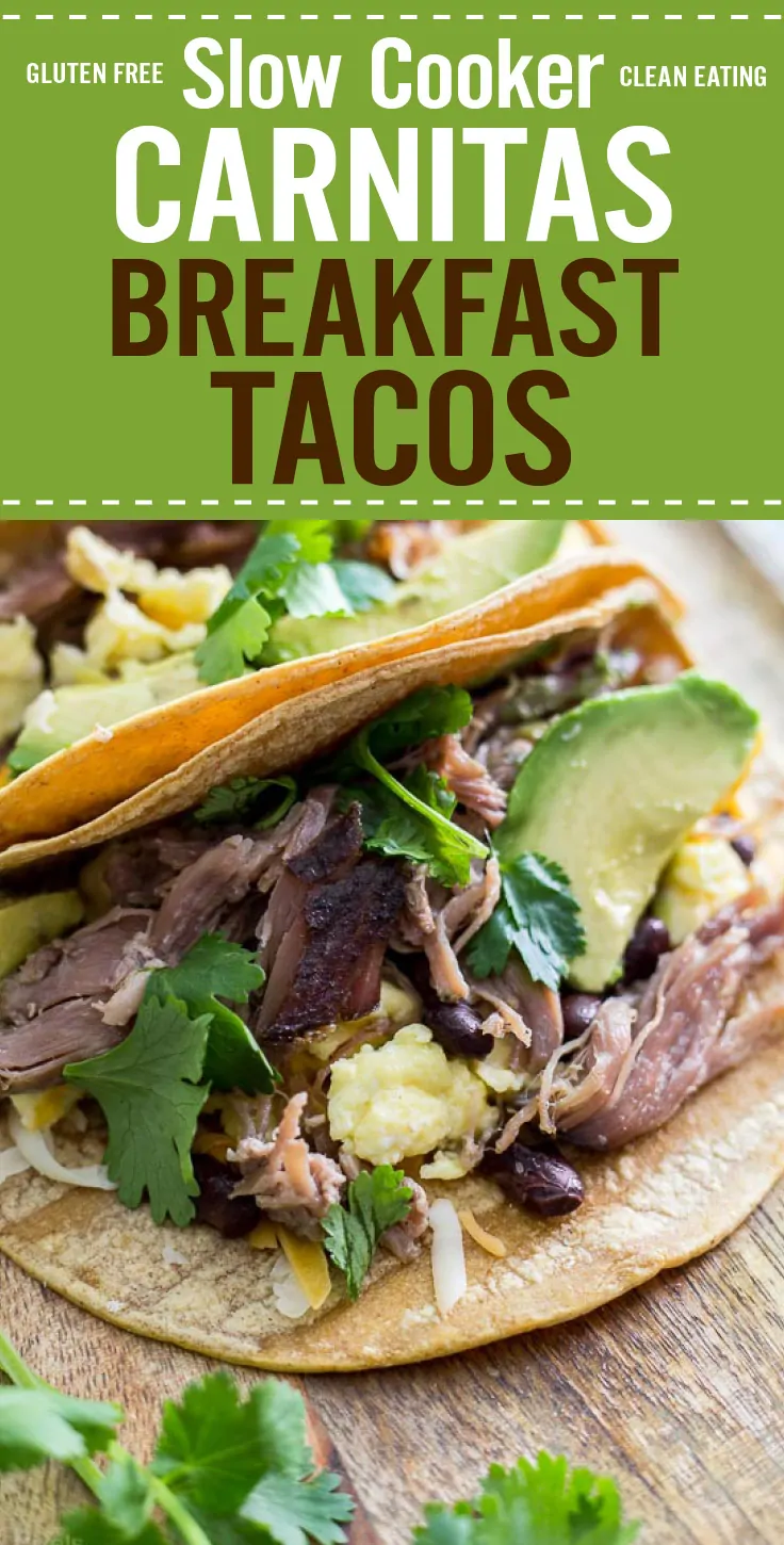 Slow Cooker Carnitas Breakfast Tacos