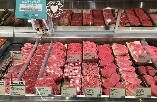 A meat counter at grocery store showing where to find prime rib