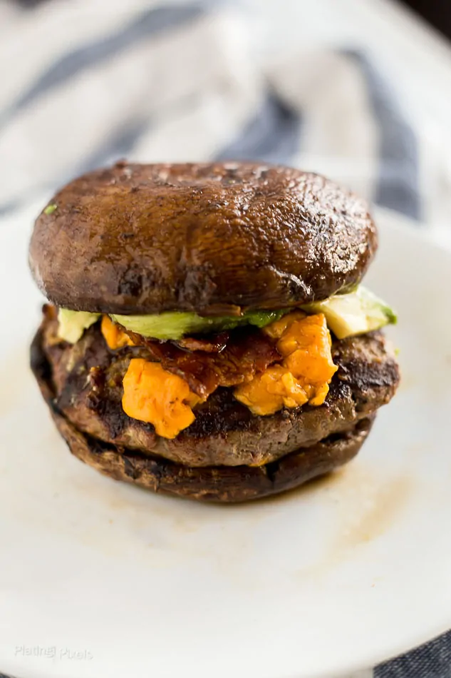 Grilled Keto Cheese Burgers on Portobello Buns recipe - platingpixels.com