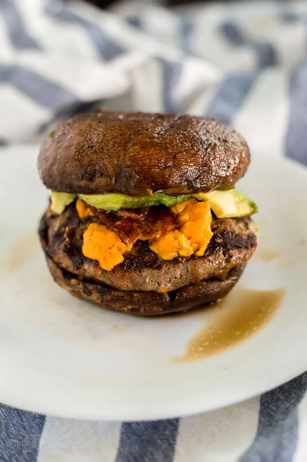 Grilled Keto Cheese Burgers on Portobello Buns recipe - platingpixels.com