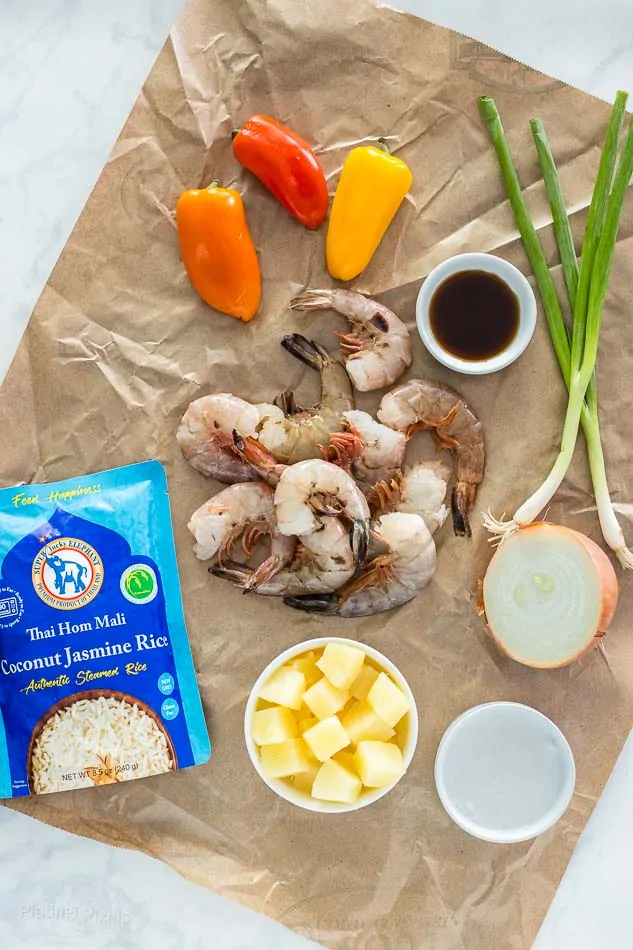 Ingredients for One Pot Tropical Shrimp Stir Fry recipe - platingpixels.com