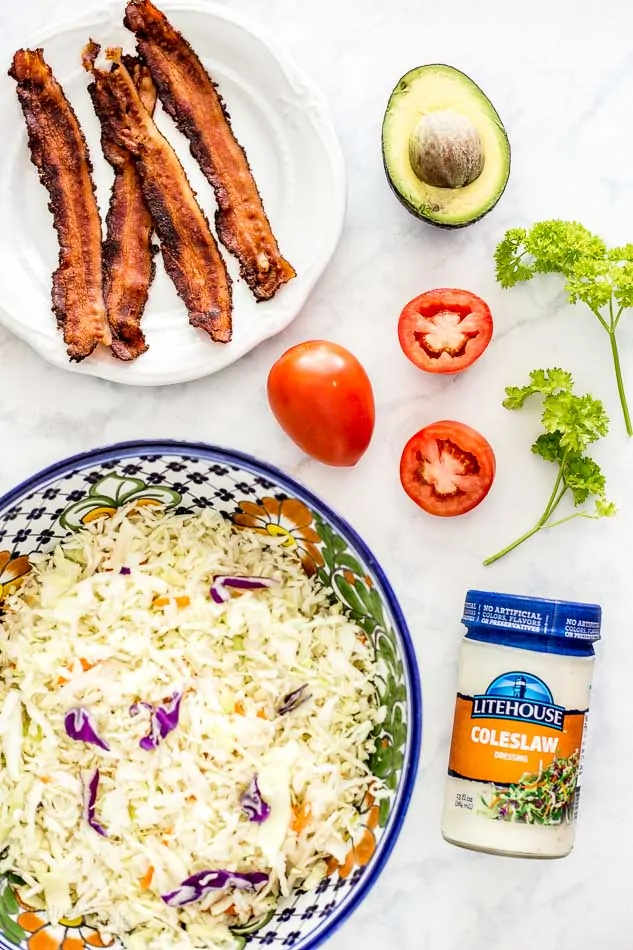 Ingredients for 5 Minute BLT Coleslaw Salad recipe - platingpixels.com