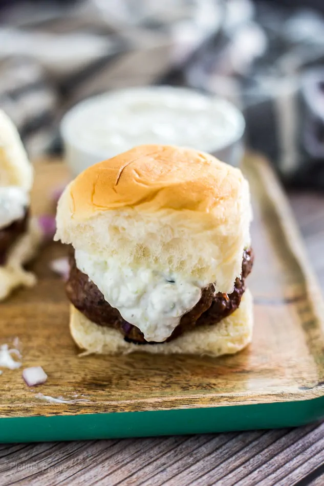 Grilled Gyro Sliders with Homemade Tzatziki Sauce recipe - platingpixels.com