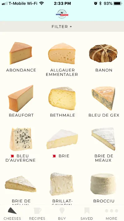 Cheeses of Europe mobile app