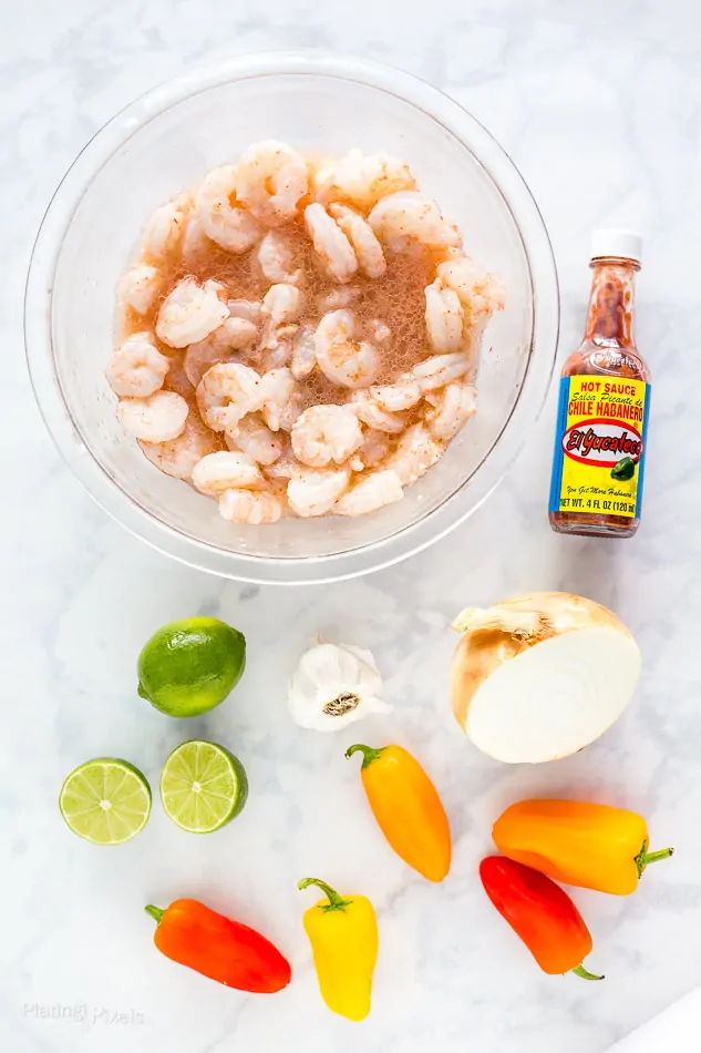 Ingredients for Grilled Habanero Shrimp Fajita Skewers recipe - platingpixels.com