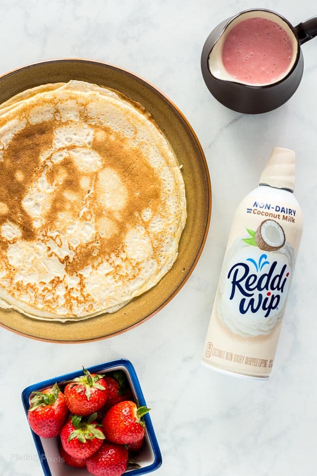 Easy Dairy-Free Breakfast Crepes with Strawberry Sauce - Plating