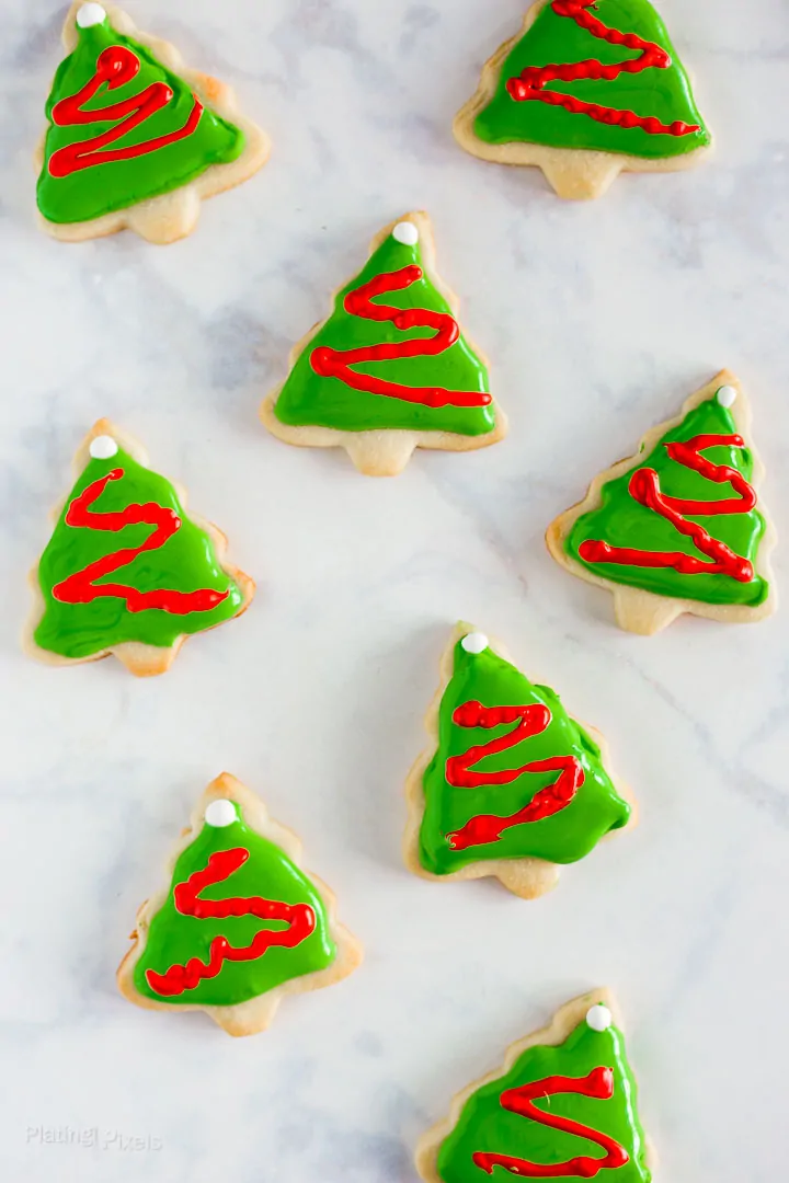 Decorated Christmas Tree Cookies with Royal Icing